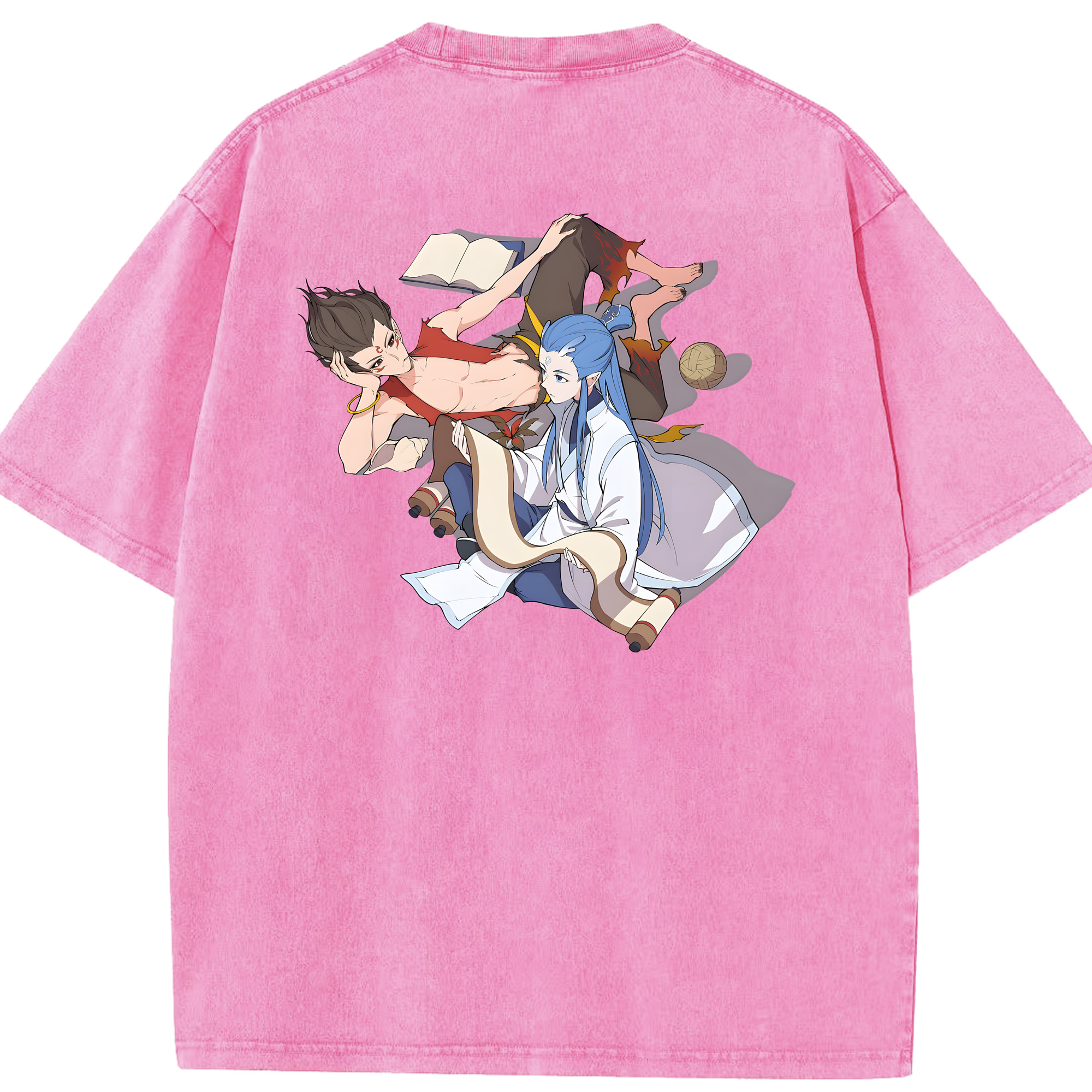 （画像用） Ne Zha 2 ナタ 魔童の大暴れ 綿100% ヴィンテージ風 半袖Tシャツ（背面プリント）